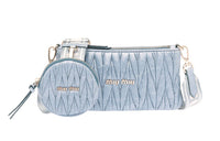 MIU MIU Matelassé Calfskin Shoulder Bag Crossbody Bag Regular Women's Interstellar Blue