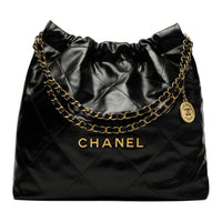 CHANEL Cow Leather Hobo Bag One Shoulder Women's Black