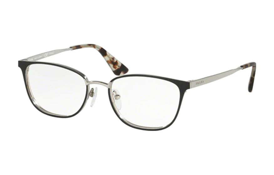 PRADA Acetate Irregular Shape Eyeglass Frames Unisex Black