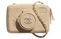 CHANEL Lambskin Camera Bag Shoulder Bag Crossbody Bag Women's Dark Beige