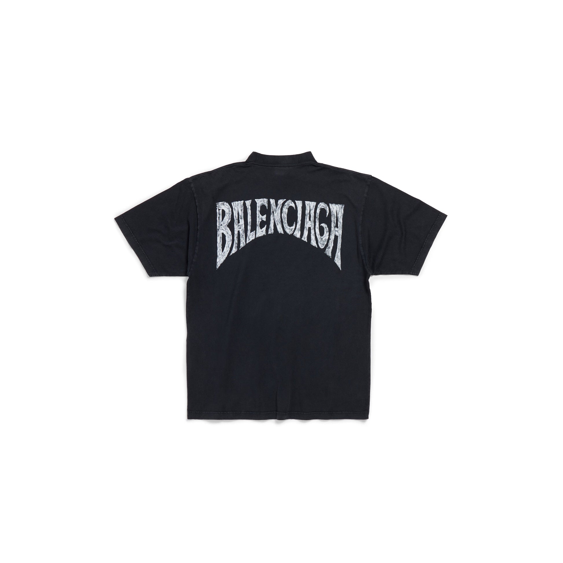 (WMNS) Balenciaga Hand-drawn T-shirt Medium Fit 'Black Faded' 764235TPVU41569
