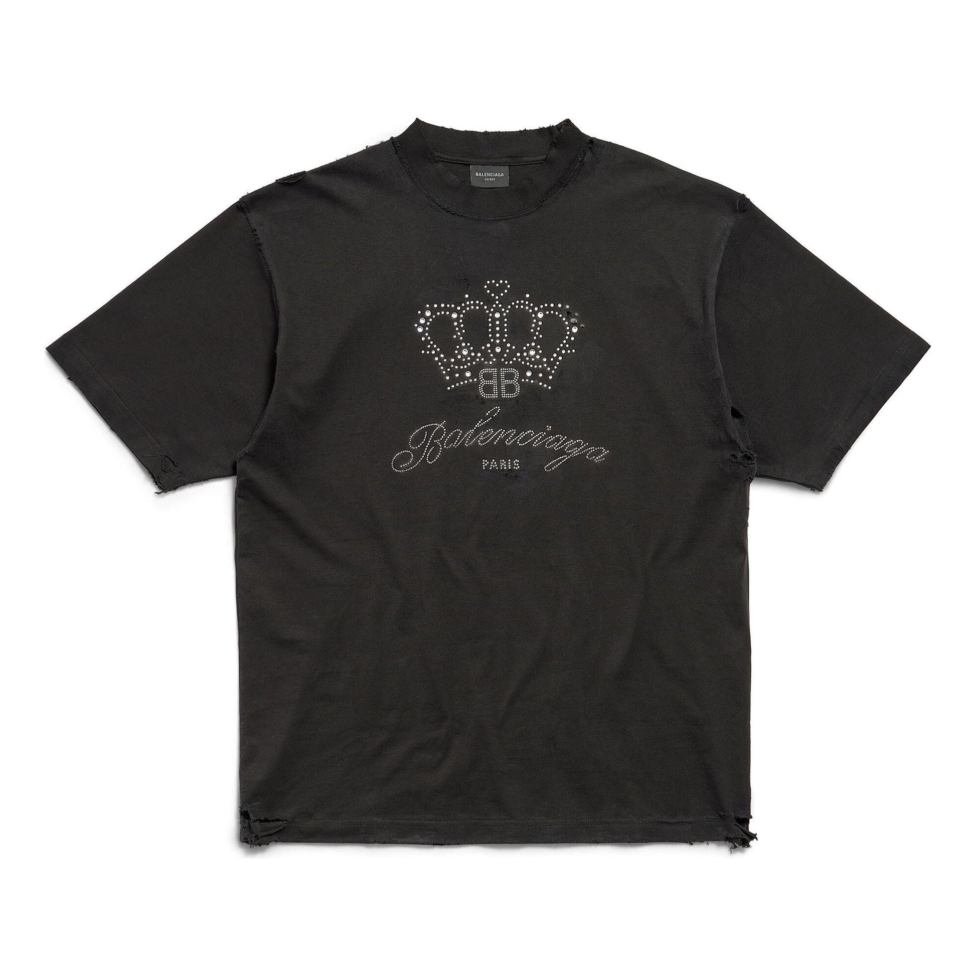 (WMNS) Balenciaga BB Motel T-shirt Medium Fit 'Black' 764235TQVK91083