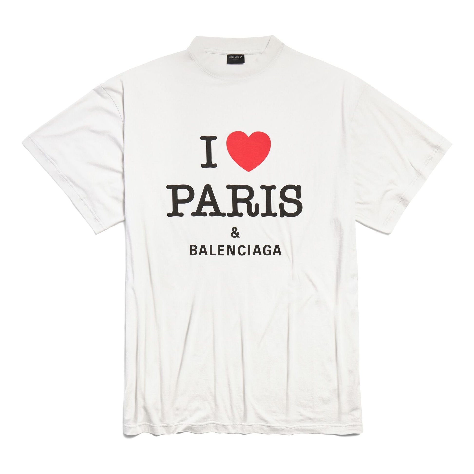 (WMNS) Balenciaga I Love Paris & Balenciaga T-shirt Oversized 'White' 787349TRVU99012