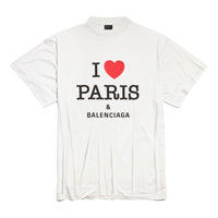 (WMNS) Balenciaga I Love Paris & Balenciaga T-shirt Oversized 'White' 787349TRVU99012