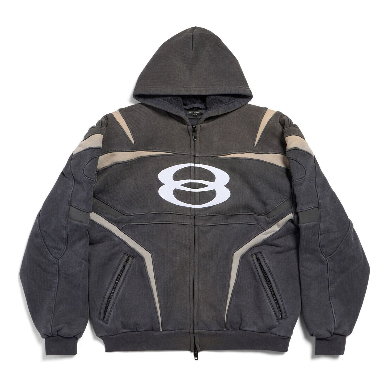 Balenciaga Unity Sports Icon Biker Zip-Up Hoodie Oversized 'Black White' 790359TQVM21070