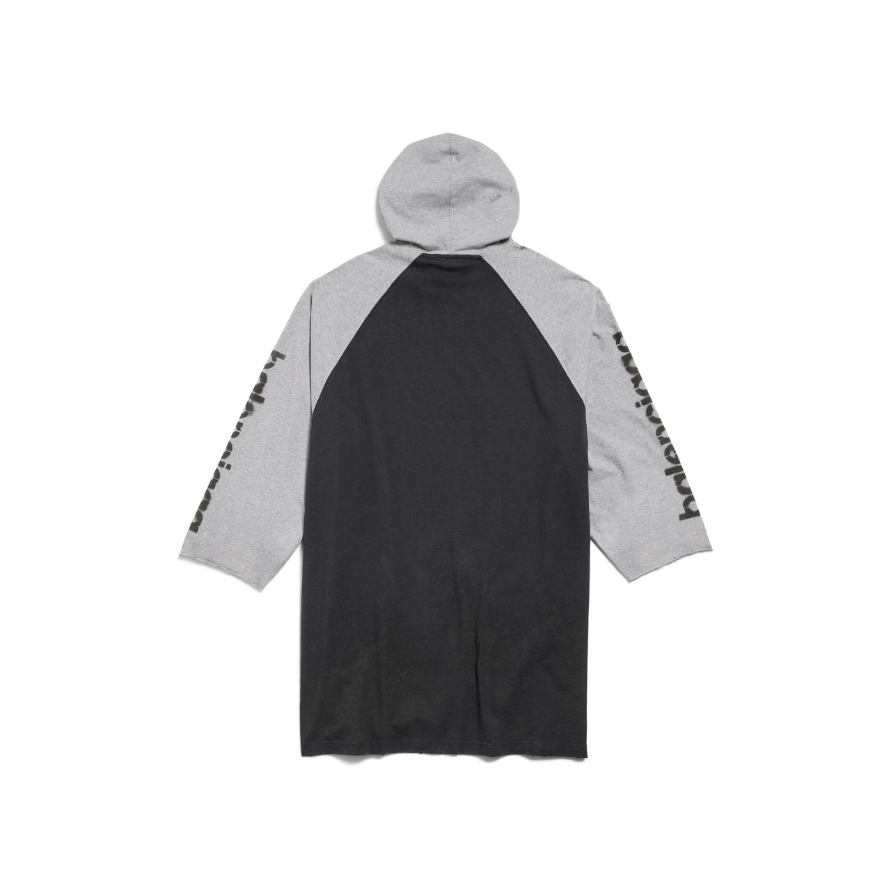 Balenciaga 3B Stencil Hooded Raglan T-Shirt Oversized 'Black' 790403TQVT51083
