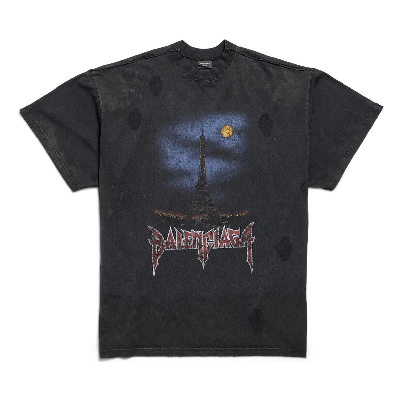 Balenciaga Paris Moon Double Front T-shirt Oversized 'Black' 791615TQVY22020