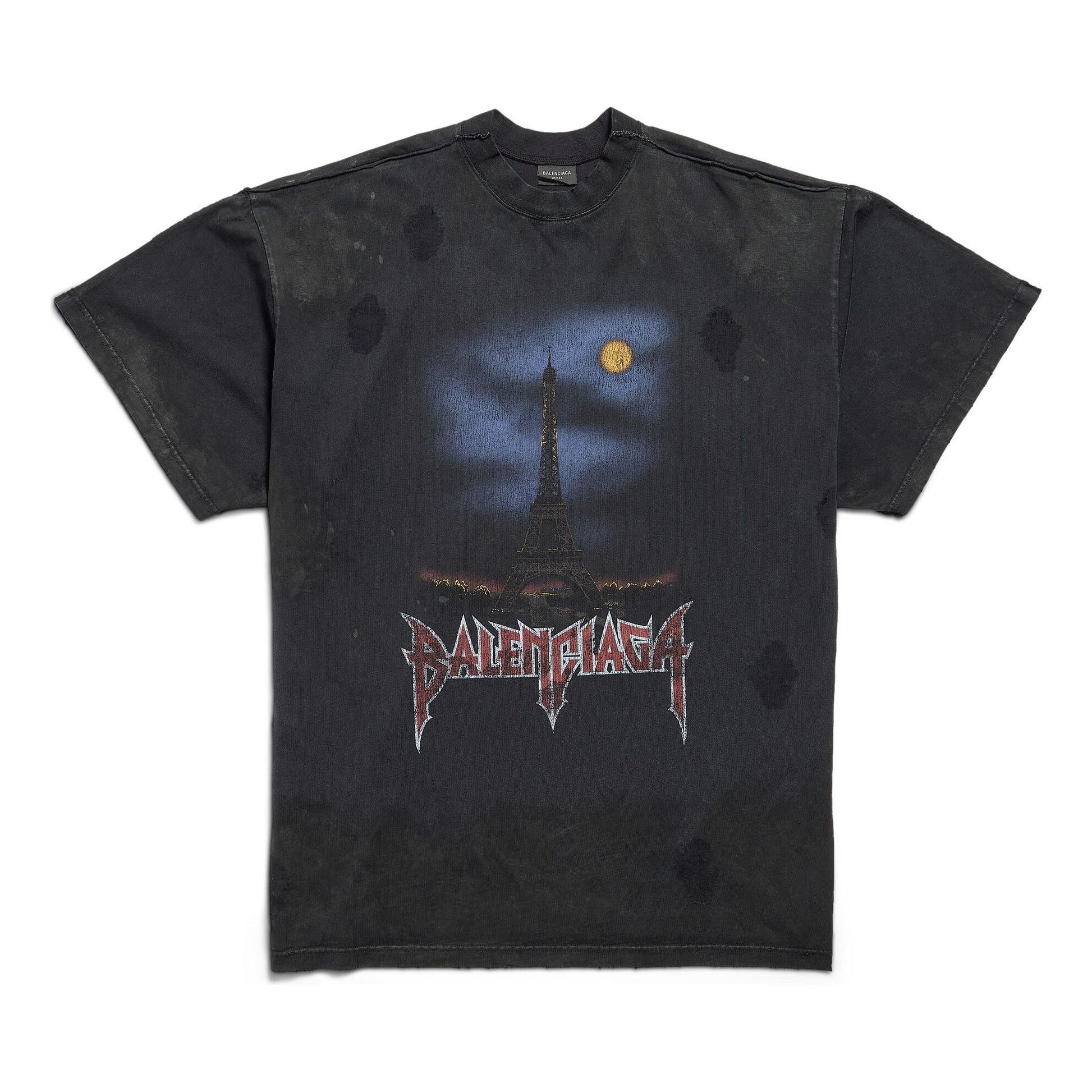 Balenciaga Paris Moon Double Front T-shirt Oversized 'Black' 791615TQVY22020