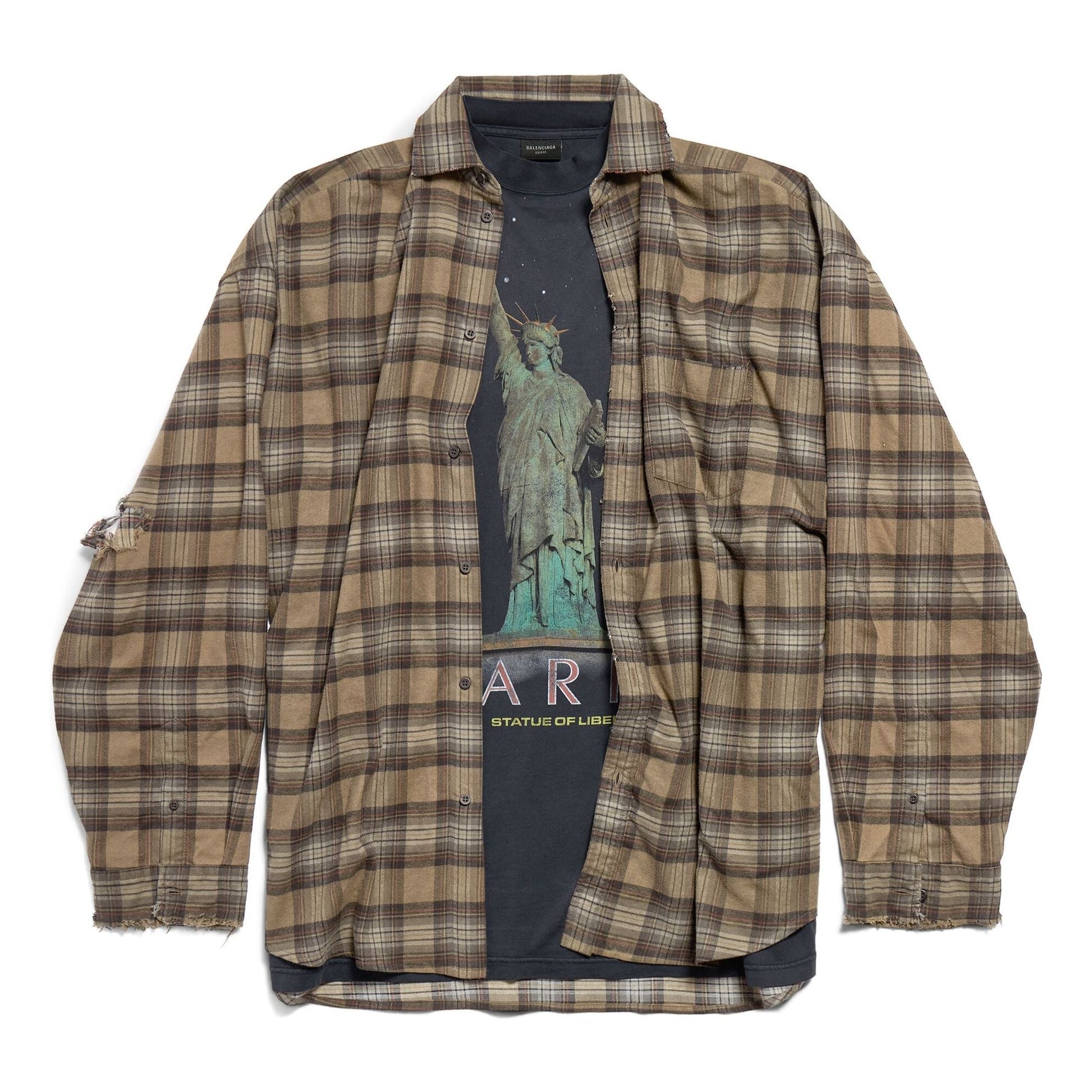 Balenciaga Paris Liberty Layered Shirt Oversized 'Dark Green' 794656TQM202880