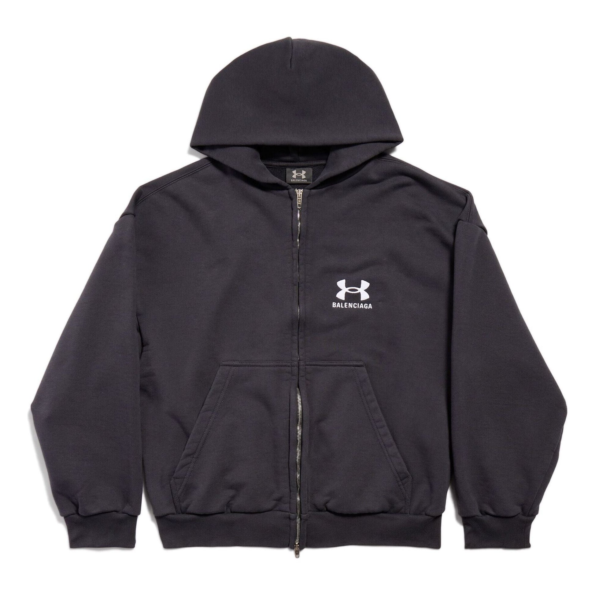 Balenciaga x Under Armour Zip-Up Hoodie 'Black White' 803264TRVB89034