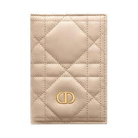 DIOR Sheepskin Passport Holder Women's Pink Beige