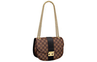 LOUIS VUITTON Wight Canvas Shoulder Bag Medium Size Women's Black