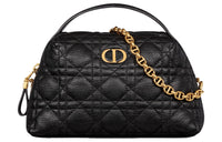 DIOR Caro Calfskin Shoulder Crossbody Handbag Medium Size Women's Black