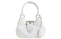 PRADA Moon Series Fabric With Leather Shoulder Bag, Crossbody Bag, Handbag Regular Women's White