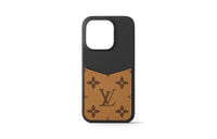 LOUIS VUITTON Canvas With Calfskin IPhone 15 Pro Case Bag Accessory Women's Brown & Black