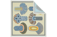 HERMES Silk Scarves Women's Pearl Gray/Light Yellow/Blue Gray