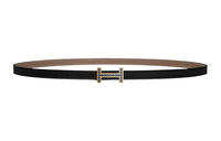 HERMES Double-Sided Gold Buckle Epsom Calfskin Double-Sided Leather Belt Women's Black Width: 1.3cm