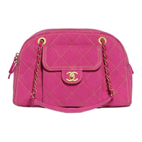 CHANEL Denim One Shoulder Handbags Large Size Women's Fuchsia