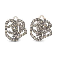 CHANEL 1986 1988 Cc Camellia Clip on Earrings