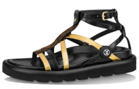 LOUIS VUITTON Pillow Pool Comfort One Strap Sandals Women's Black Gold