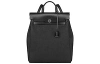 HERMES Herbag Zip Canvas With Hunter Cow Leather Handbag Backpack Unisex Black