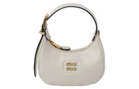 MIU MIU Leather Hobo Bag Shoulder Bag Crossbody Handbag Women's White