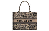 DIOR BookTote Embroidery Tote Bag Shopping Bag Handbag Medium Size Women's Brown