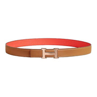 HERMES Calfskin Leather Belts Women's Brown Width 2.4CM