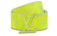 LOUIS VUITTON Initiales Interwoven Letter, Smooth Buckle Cow Leather Belts Men's Green 4cm