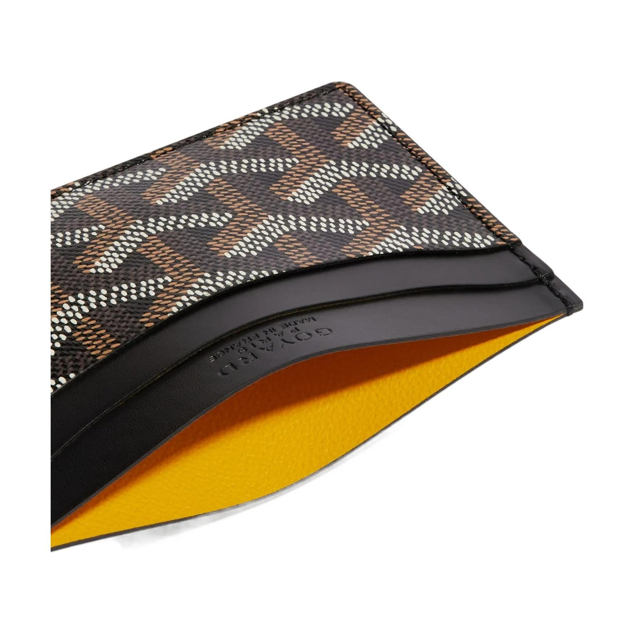 GOYARD Canvas With Calfskin Card Clip Card Holder Unisex Black With Light Blue Heart Design