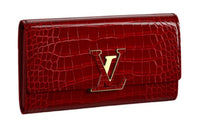 LOUIS VUITTON Capucines Luminous Crocodile Leather Wallet Women's Rogue Red
