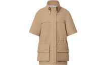 LOUIS VUITTON Velvet-feel Coat Women's Camel