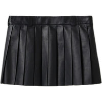 MIU MIU Leather Short Skirts Women's Black