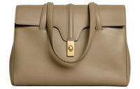 CELINE 16 Smooth Cow Leather Handbag Shoulder Bag Women's Dark Brown Black