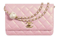 CHANEL Lambskin With Artificial Pearl Shoulder Bag Crossbody Bag Women's Light Pink