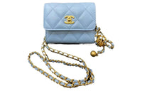 CHANEL Lambskin Portable Crossbody Bag Shoulder Bag Women's Blue