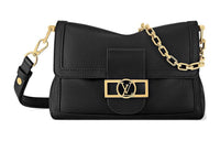 LOUIS VUITTON Dauphine Leather Dafne Shoulder Bag, Crossbody Bag Medium Size Women's Black
