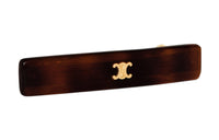 CELINE Brass Hair Clip Women's Dark Tortoiseshell/Gold