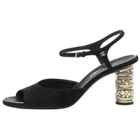 CHANEL 24K Strap Sandals 8cm Women's Black