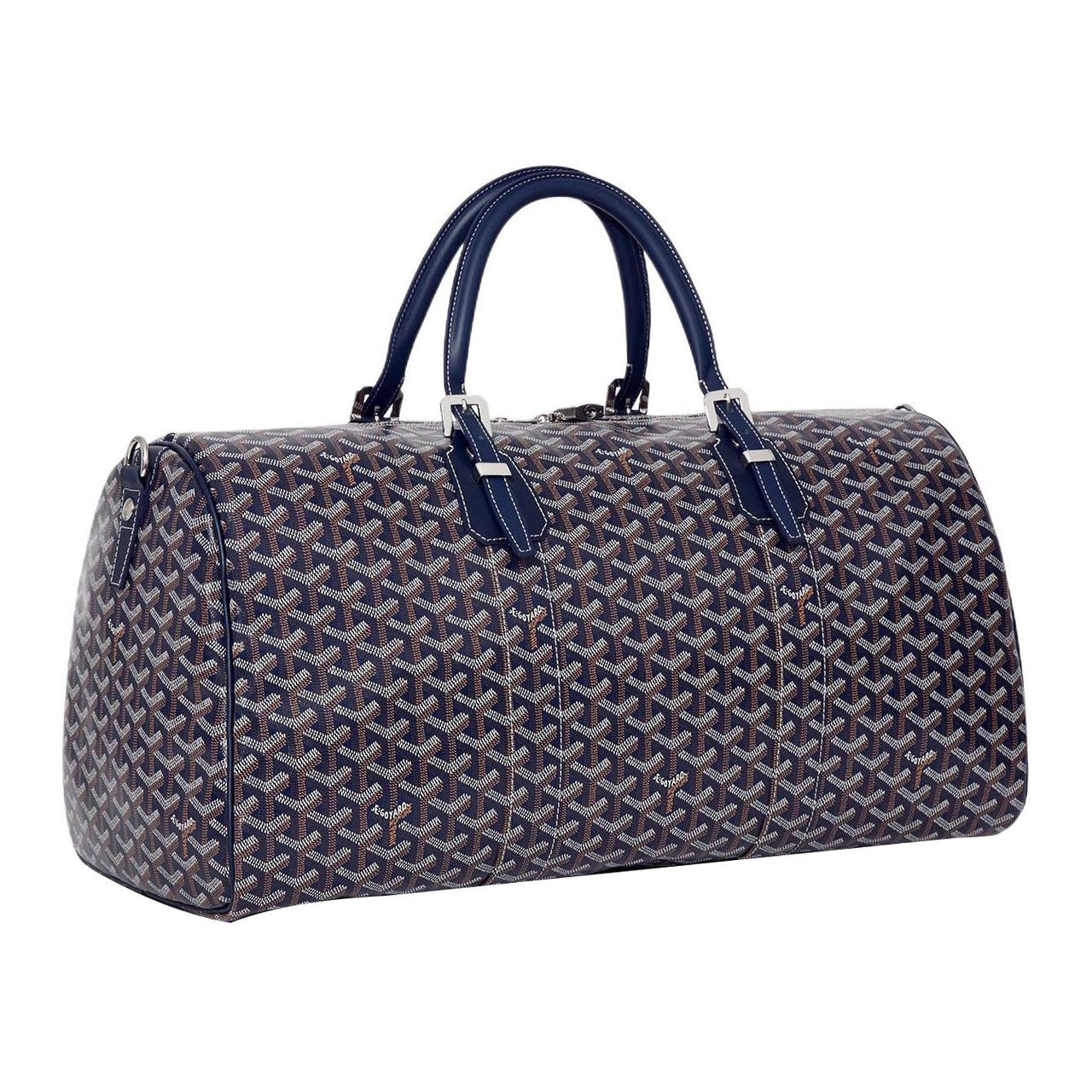 GOYARD Canvas With Calfskin Dog's Teeth One Shoulder Crossbody Handbag, Travel Bag Unisex Marine Blue