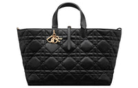 DIOR Cow Leather Handbag Large Size Women's Black
