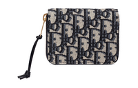 DIOR Canvas Card Holders Coin Purses Wallets Small Size Women's Blue