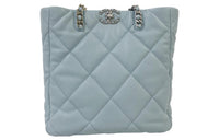 CHANEL Lambskin Tote Bag Shopping Bag Shoulder Bags Women's Blue