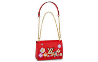 LOUIS VUITTON Twist Leather Shoulder Bag Crossbody Bag Women's Red