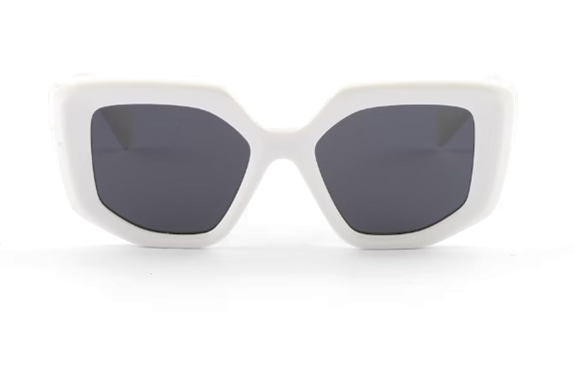 PRADA Acetate Irregular Shape Sunglasses Women's White