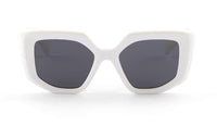 PRADA Acetate Irregular Shape Sunglasses Women's White