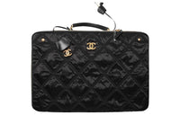 CHANEL Canvas Portable Travel Bag Large Size Women's Black