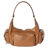 MIU MIU Cow Leather Shoulder Bag Women's Brown