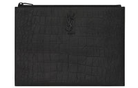 SAINT LAURENT Leather Clutch Tablet Bag IPad Storage Bag Shoulder Bag Regular Men's Black