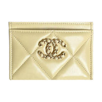 CHANEL Sheepskin Card Holder Women's Light Yellow